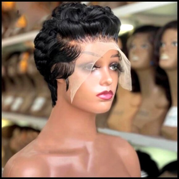 Short Curly Pixie Cut Lace Front Wig Human Hair Glueless Wear & Go